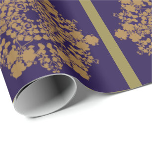 Papel De Regalo Flor de Lilac dorada