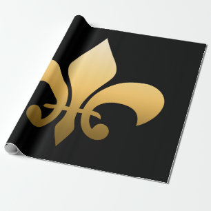Papel De Regalo Flor de lis del oro