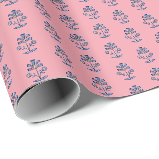 Papel De Regalo Flor de Loto de Impresión en Bloque  (Esquina del rollo)