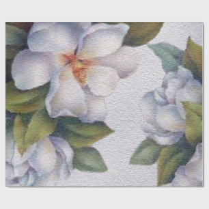 Papel De Regalo Flor de Magnolia blanca de color de agua elegante