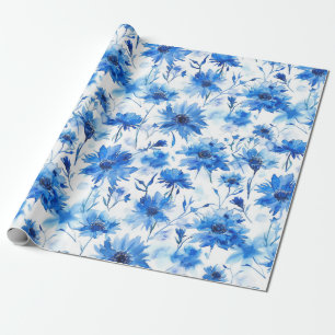 Papel De Regalo Flor de maíz estilo acuarela tipo flor azul