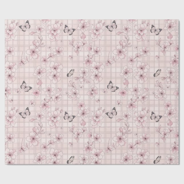 Papel De Regalo Flor de Mariposa Elegante (4) (Superficie plana)