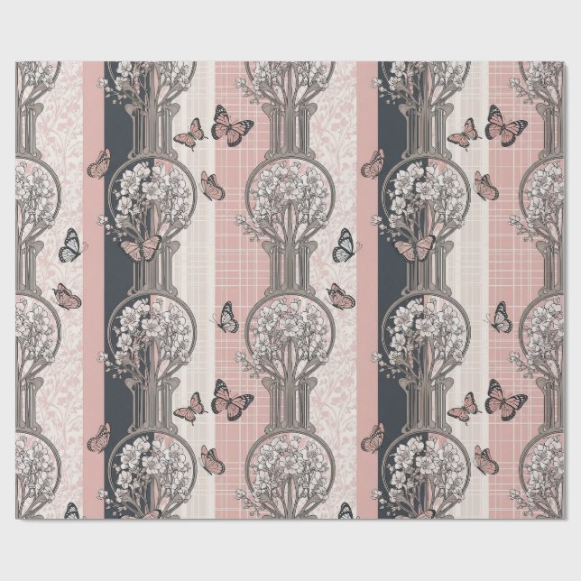 Papel De Regalo Flor de Mariposa Elegante (5) (Superficie plana)