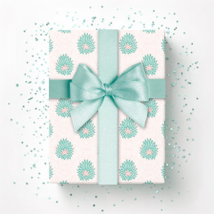 Papel De Regalo Flor de Mughal en punto en azul turquesa y flamenc