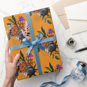 Papel De Regalo Flor de Naranja y Morado 
