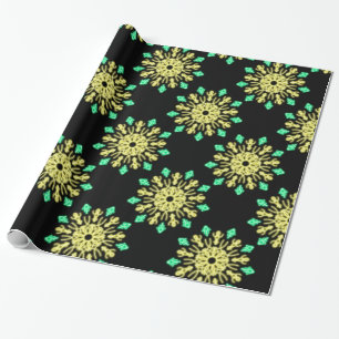 Papel De Regalo Flor de neón amarillo y verde