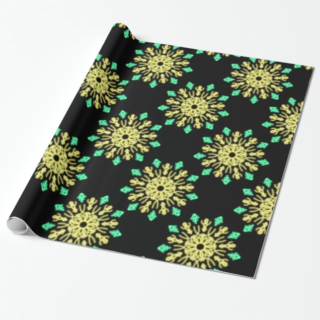 Papel De Regalo Flor de neón amarillo y verde (Desenrollado)