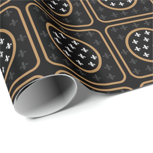 Papel De Regalo Flor de oro blanco de Lis (Esquina del rollo)