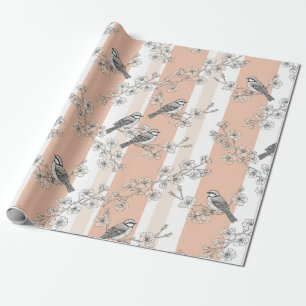 Papel De Regalo Flor de Pájaro Vintage Toile Estriado (4)