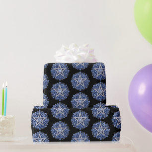 Papel de regalo Flor de Pentagrama Azul Bruja Negr