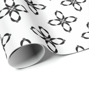 Papel De Regalo Flor de pingüino blanco y negro