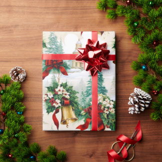 Papel De Regalo Flor de Poinsettia de la cinta de navidades