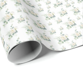 Papel De Regalo Flor de rosa blanca sin fisuras con el patrón de e