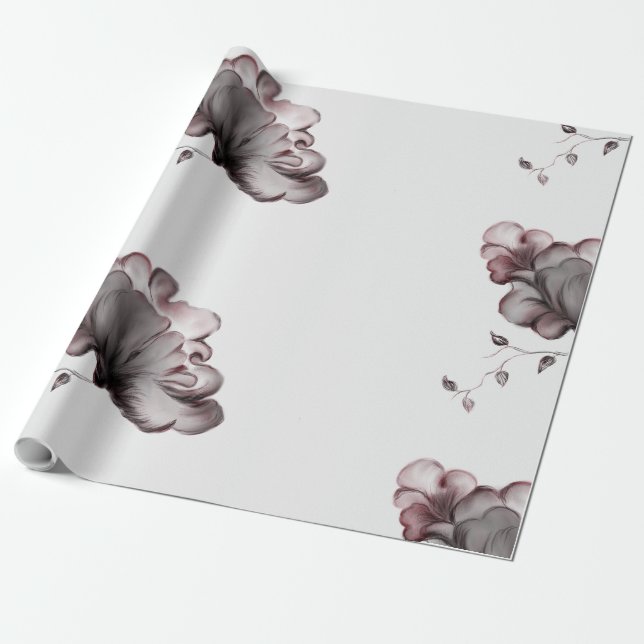 Papel De Regalo Flor de rosado (Desenrollado)