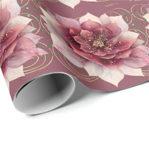 Papel De Regalo Flor de Sueño Borgoña