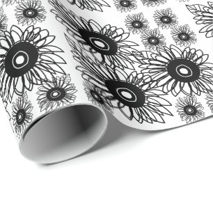 Papel De Regalo Flor de tatuaje flor de girasol negro blanco tatua