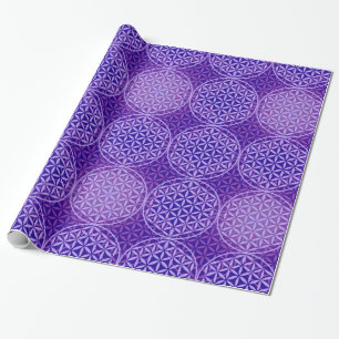 Papel De Regalo Flor de vida - patrón de sello - púrpura