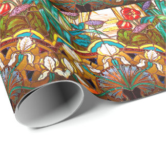 Papel De Regalo Flor de vidrio teñido de Art Nouveau