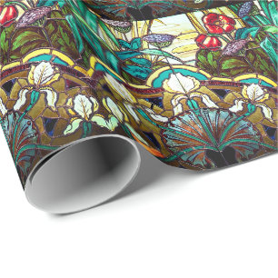 Papel De Regalo Flor de vidrio teñido de Art Nouveau