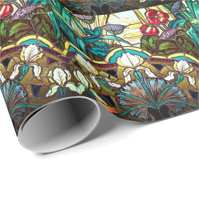 Papel De Regalo Flor de vidrio teñido de Art Nouveau (Esquina del rollo)