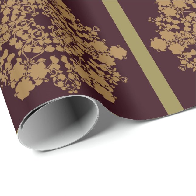 Papel De Regalo Flor de vino dorado (Esquina del rollo)