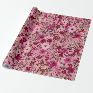 Papel De Regalo Flor Ditsy Rosa Suave Boho Vintage 70s