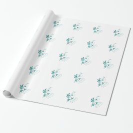 Papel De Regalo Flor estilizada en azul turquesa