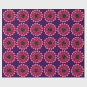 Papel De Regalo Flor Fantasía Rosa Brillante   Floral Neón Abstrac