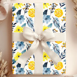 Papel De Regalo Flor floral de Boho amarillo acuarela marina<br><div class="desc">Papel de envolver flor silvestre de flores amarillas de Boho amarillo</div>