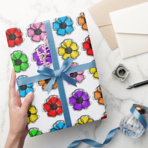 Papel De Regalo Flor Floral Doodle Line Art Watercolor Resumen