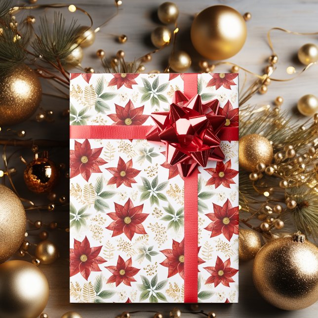 Papel De Regalo Flor floral elegante de Poinsettia (Subido por el creador)