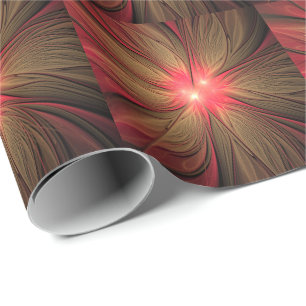 Papel De Regalo Flor fractal de fanatismo rojo