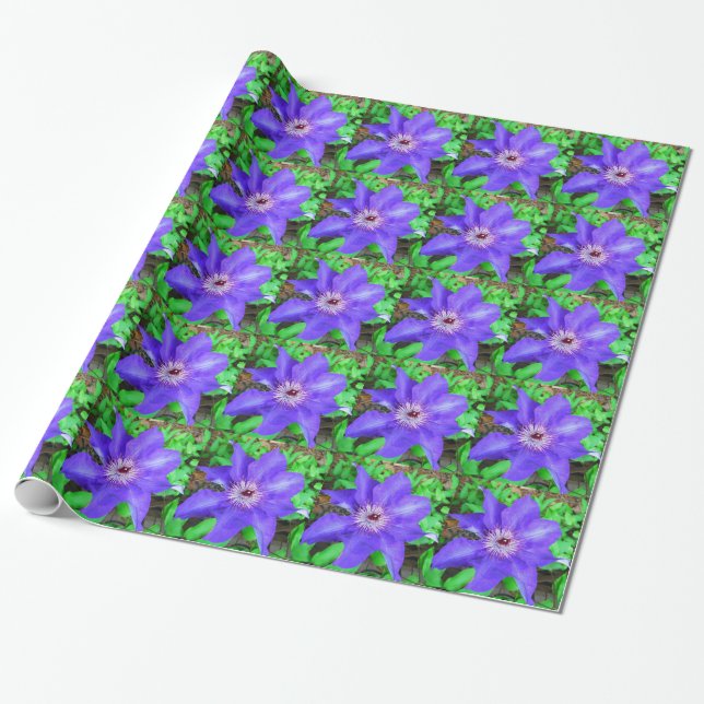 Papel De Regalo Flor morada de clematis (Desenrollado)