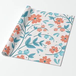 Papel De Regalo Flor naranja minimalista