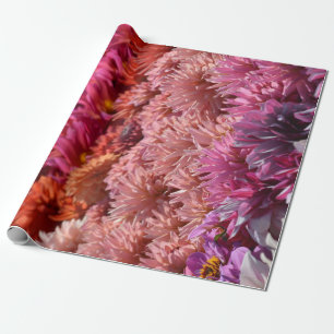 Papel De Regalo Flor púrpura anaranjada moderna de la dalia del