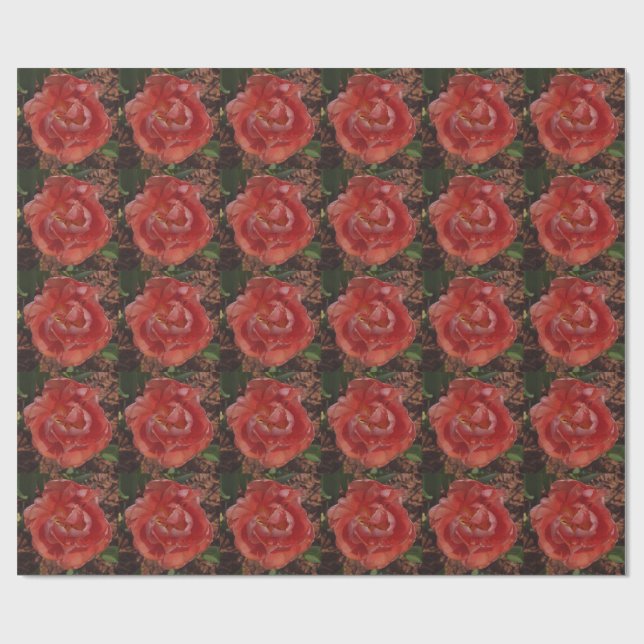 Papel De Regalo flor roja (Superficie plana)