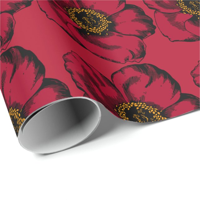 Papel De Regalo Flor roja (Esquina del rollo)