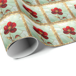 Papel de Regalo Flor Roja de Vidrio Emplomado