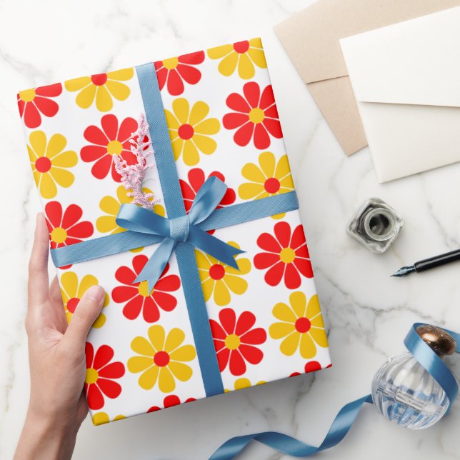 Papel De Regalo Flor roja y amarilla (Regalar)