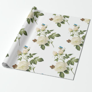 Papel De Regalo Flor Rosa con patrón de mariposa