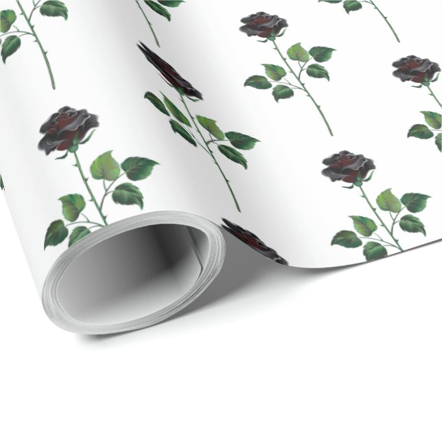 Papel De Regalo Flor rosa negra (Esquina del rollo)