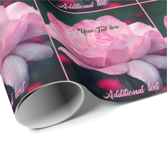 Papel De Regalo Flor rosa rosa personalizada (Esquina del rollo)