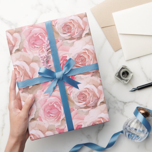 Papel De Regalo Flor rosa rosada romántica (Regalar)