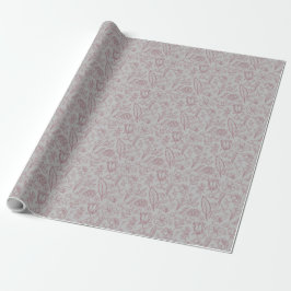 Papel De Regalo Flor rosa simple en gris |