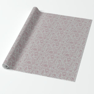 Papel De Regalo Flor rosa simple en gris  