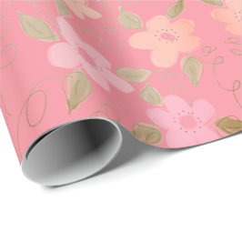Papel De Regalo Flor Rosa Y Peach