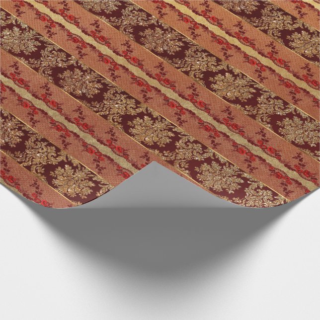 Papel De Regalo Flor Royal Grungy Gold Red Lace (Esquina)