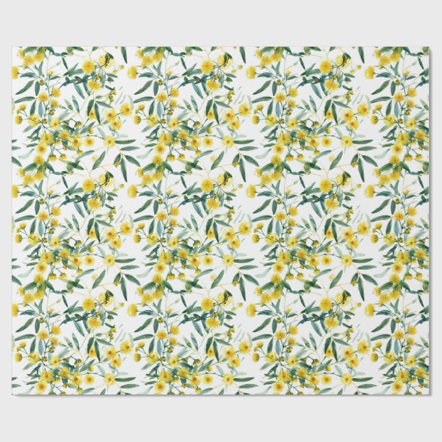 Papel De Regalo Flor salvaje australiana Golden Wattle (Superficie plana)