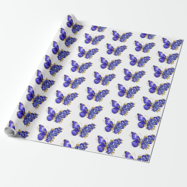 Papel De Regalo Flor Sapphire Mariposa (Desenrollado)