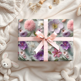 Papel De Regalo Flor silvestre 3D Presente moderna rosa y morado